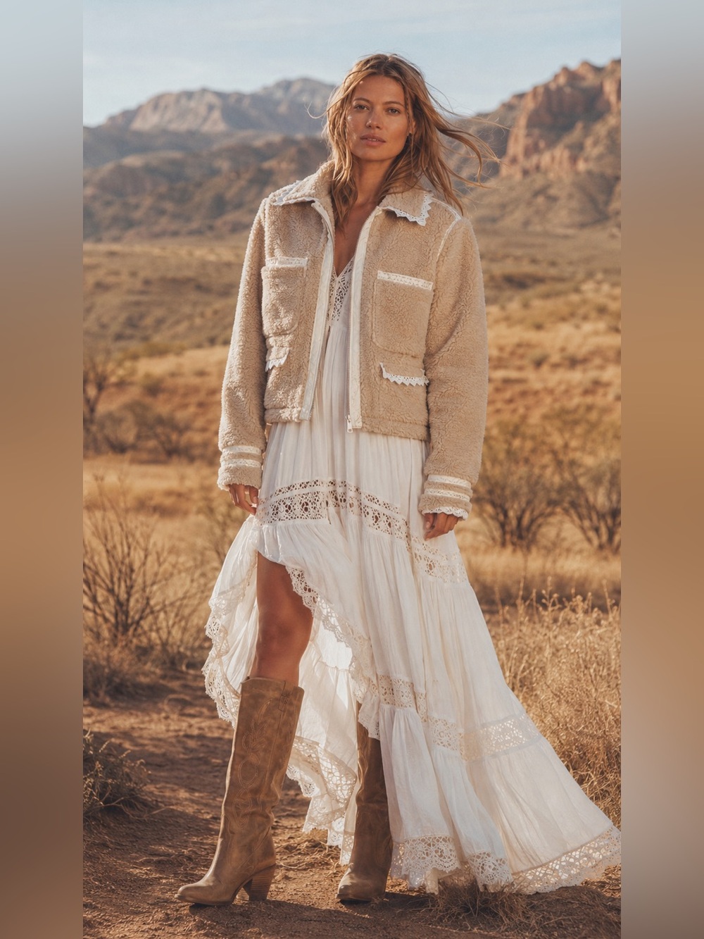 Anthropologie NWT Sherpa Fleece Lace-Trim
Crop Jacket size XL.